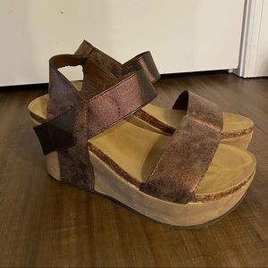 Women’s Brown Strap Wedges 9
